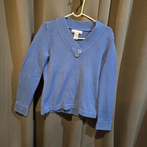 Jones New York Sport Blue VNeck Sweater, Size Small